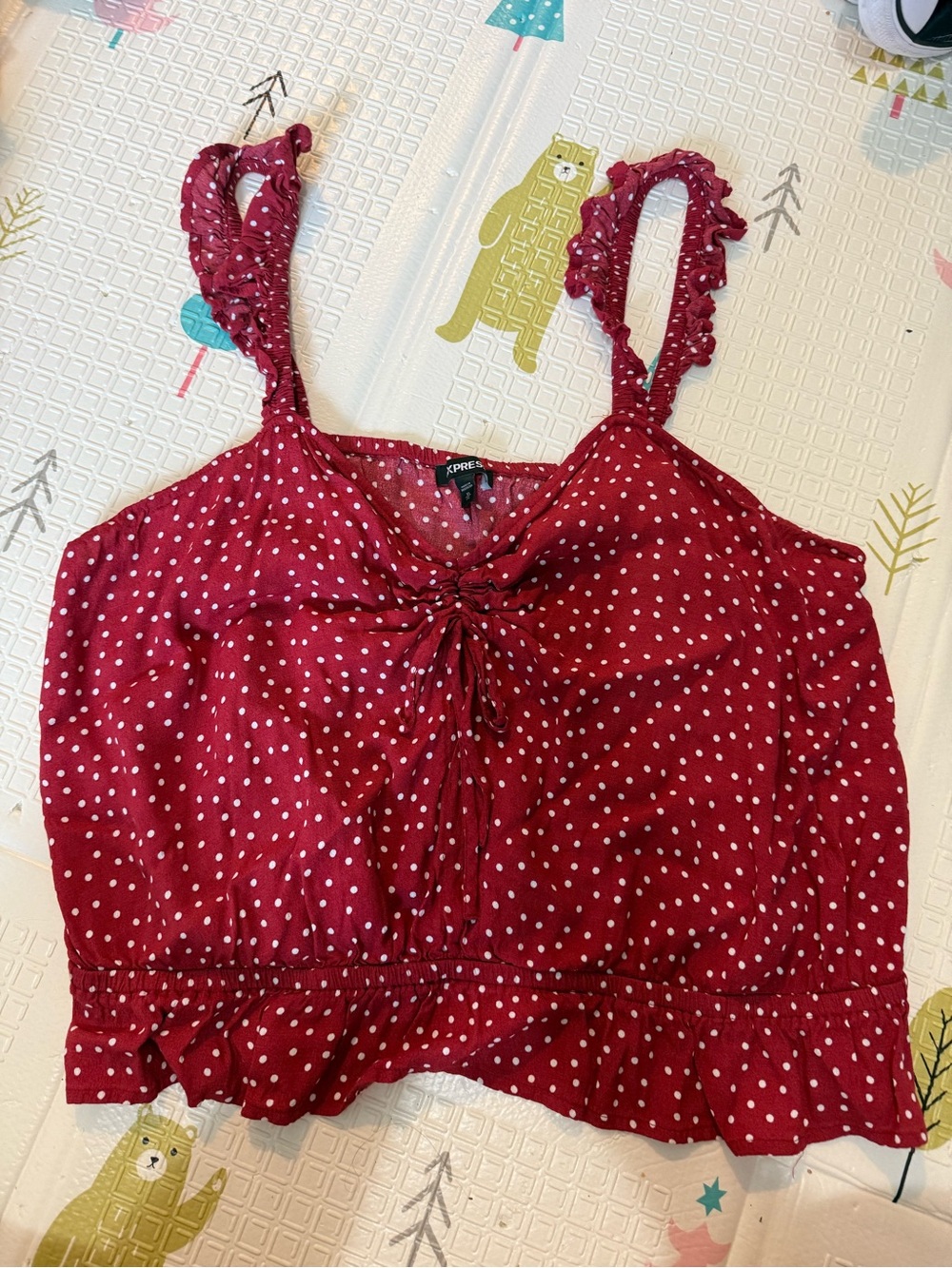 Express Burgundy Red Polka Dot Tie-Front Camisole